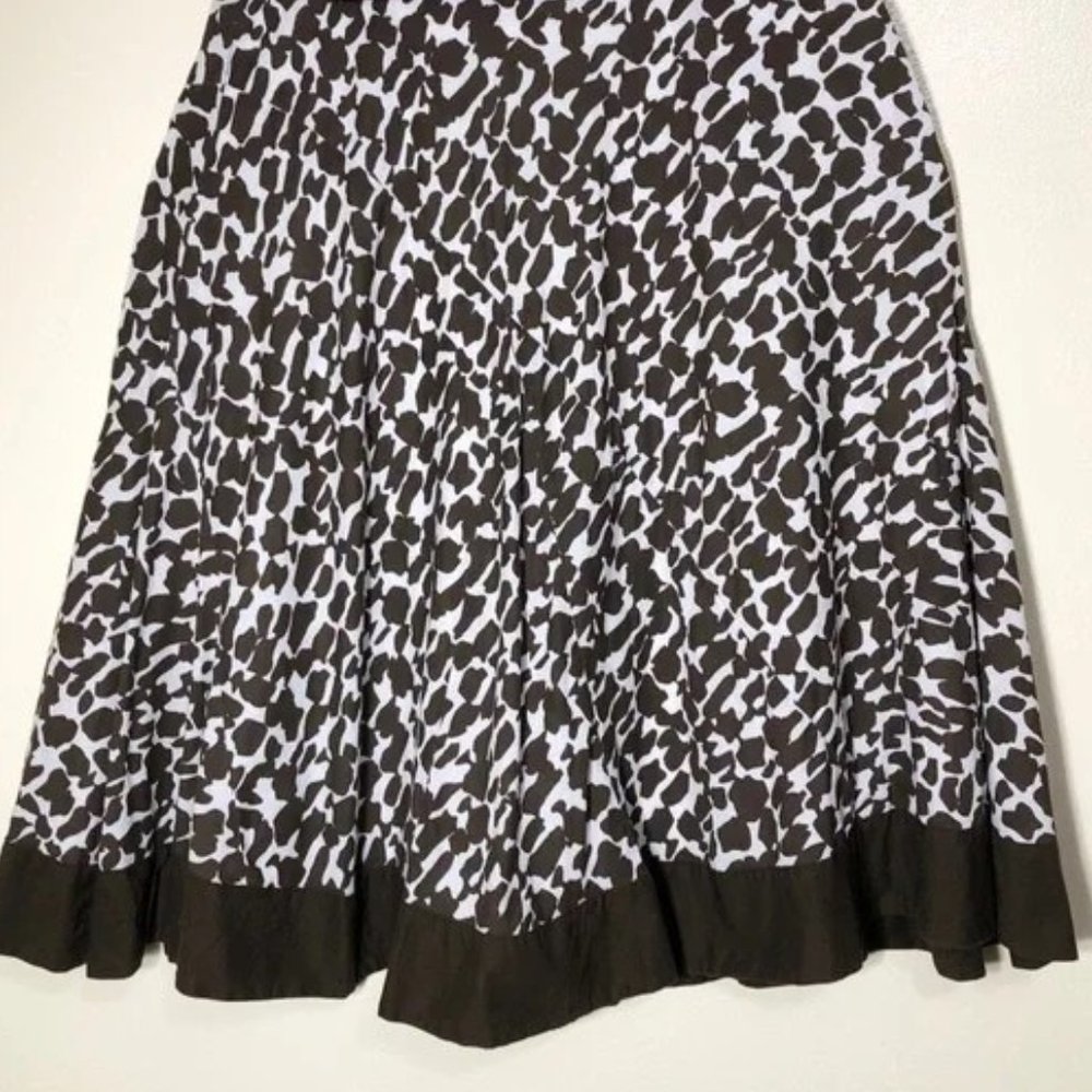 Chicos Animal Leopard Flared Midi Skirt Sz 1 M Brown Cotton Lined 28" EUC - Picture 4 of 14